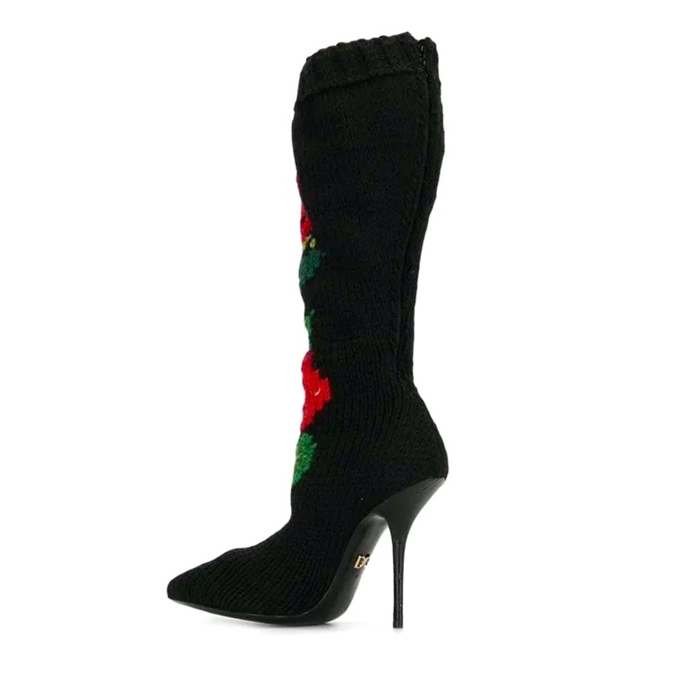 DOLCE & GABBANA Floral-Intarsia Knitted Boots - Picture 4 of 8